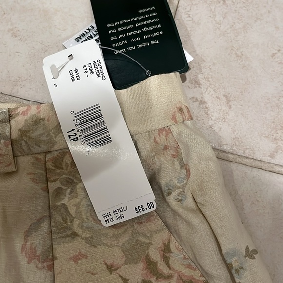 Ralph Lauren linen shorts with cuffs and pockets 12P floral print belt loops NWT - Picture 3 of 5